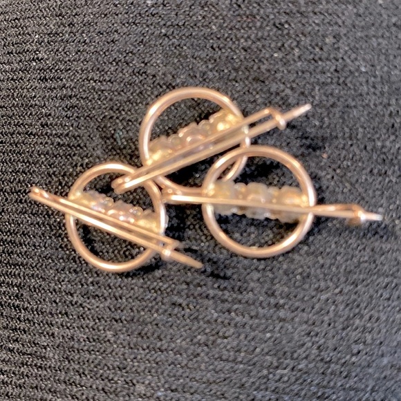 Antique  Red, White, & Blue Gold and Rhinestone Scatter Pins - Picture 4 of 5